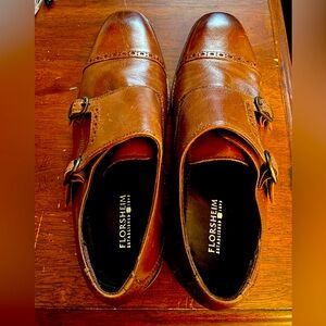 Florsheim IMPERIAL Men's Loafers Size 8.5 D Brown Dress Shoes Double Monk Strap